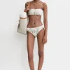 Smocked mid-rise bikini bottoms washed floral