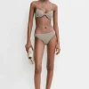 Smocked mid-rise bikini bottoms dove