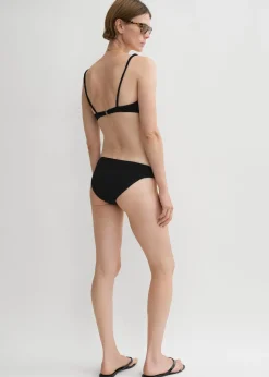 Smocked mid-rise bikini bottoms black