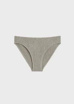 Smocked mid-rise bikini bottoms dove