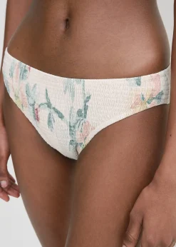 Smocked mid-rise bikini bottoms washed floral