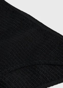 Smocked mid-rise bikini bottoms black