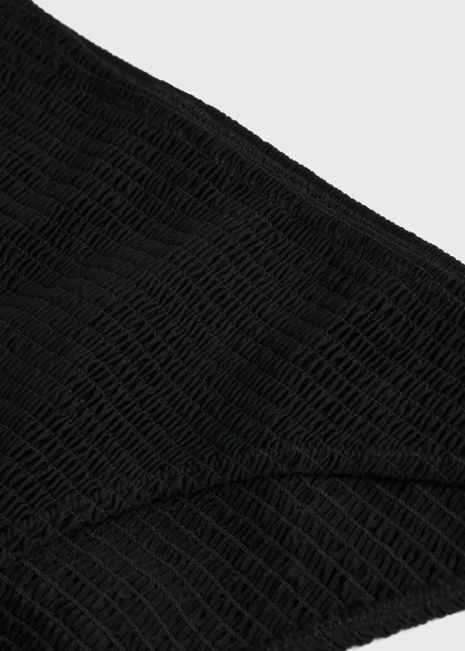 Smocked mid-rise bikini bottoms black