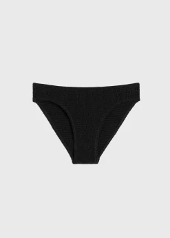Smocked mid-rise bikini bottoms black