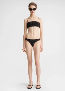 Smocked mini bikini bottoms tortoise