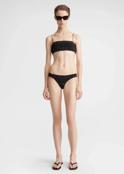 Smocked mini bikini bottoms tortoise