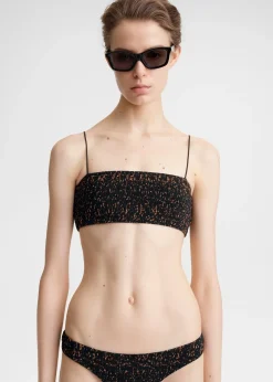 Smocked mini bikini bottoms tortoise