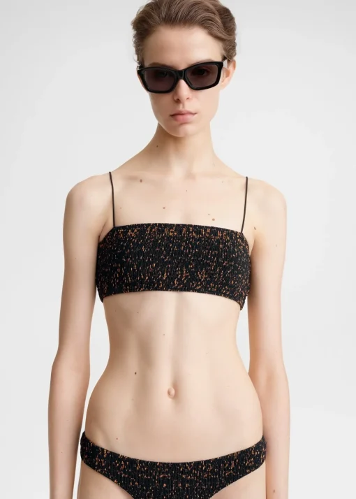 Smocked mini bikini bottoms tortoise