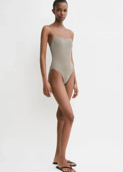Smocked swimsuit dove