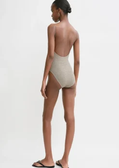 Smocked swimsuit dove