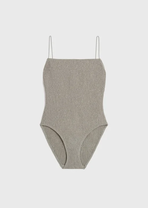 Smocked swimsuit dove