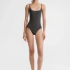 Square-neck swimsuit anthracite