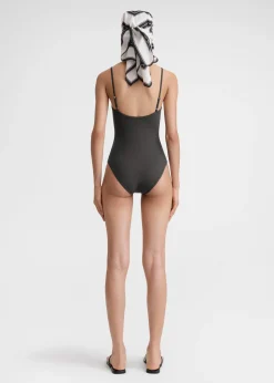 Square-neck swimsuit anthracite