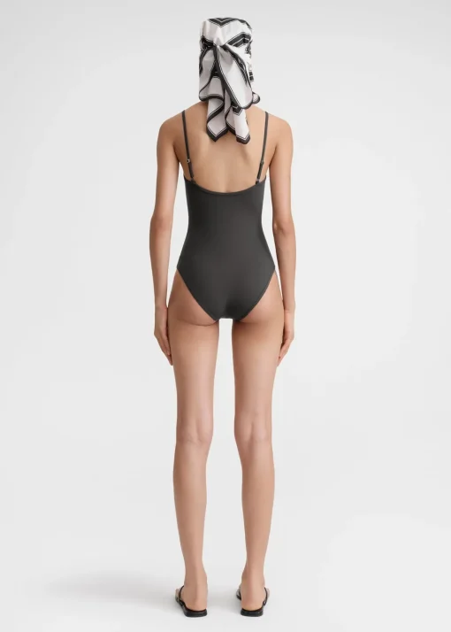 Square-neck swimsuit anthracite
