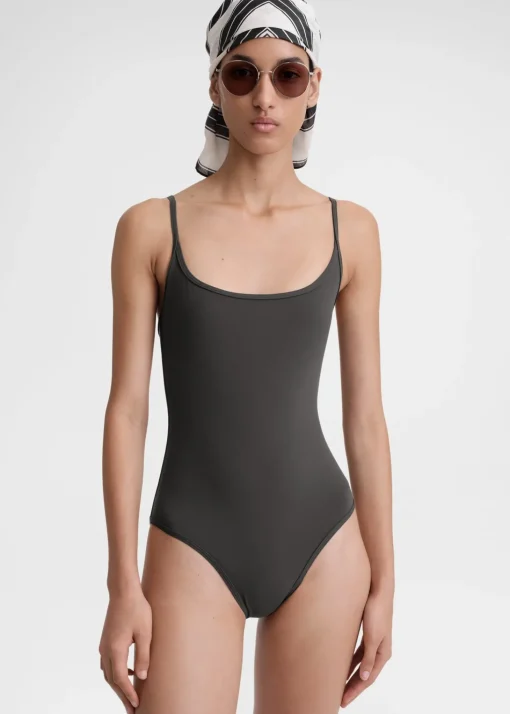Square-neck swimsuit anthracite