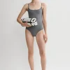 Square-neck swimsuit grey melange