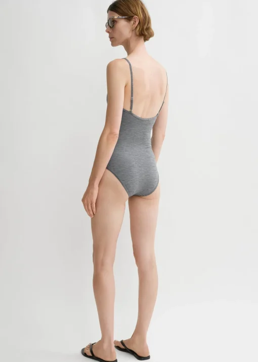 Square-neck swimsuit grey melange