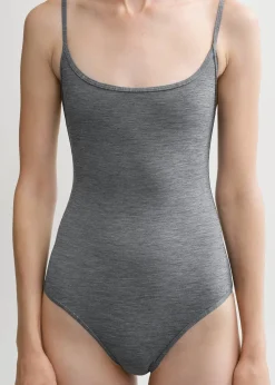 Square-neck swimsuit grey melange
