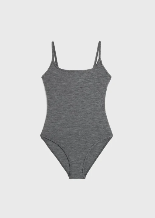 Square-neck swimsuit grey melange