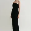 Strapless fil coupé dress black