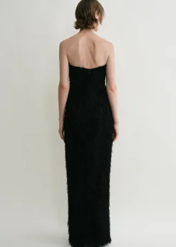 Strapless fil coupé dress black