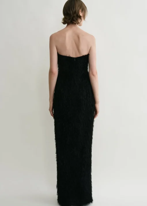 Strapless fil coupé dress black