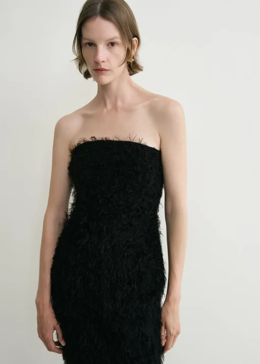 Strapless fil coupé dress black