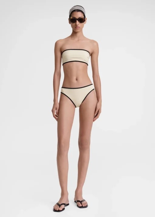 Stripe edge bikini bottoms light hay