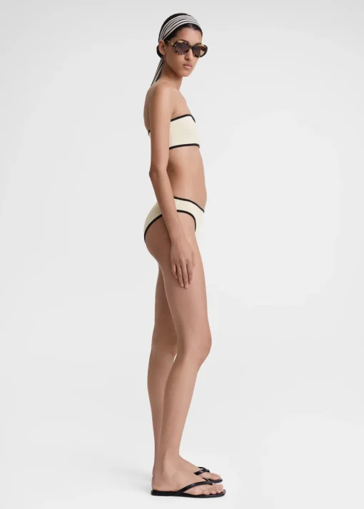 Stripe edge bikini bottoms light hay