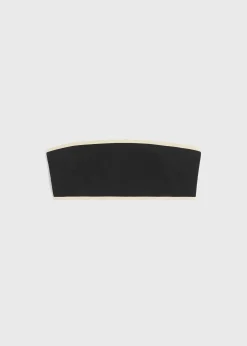Stripe edge strapless bikini top black