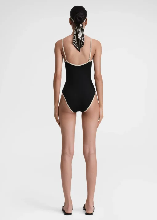 Stripe edge swimsuit black