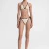 Stripe tie bikini top light hay