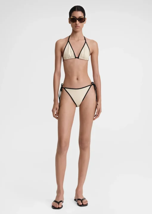 Stripe tie bikini top light hay