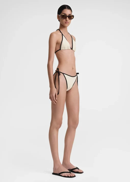 Stripe tie bikini top light hay