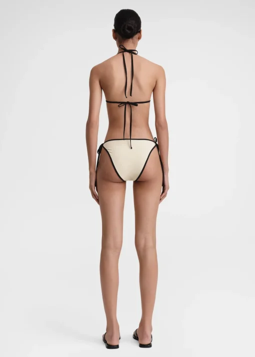 Stripe tie bikini top light hay