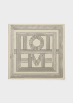 Striped monogram cotton silk scarf crème