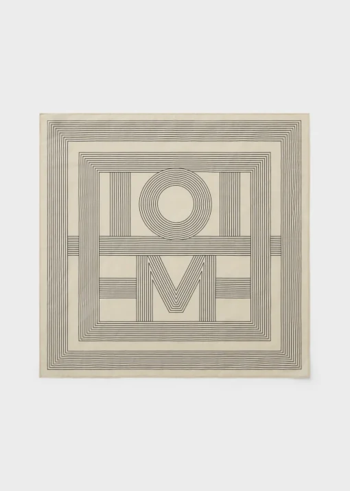 Striped monogram cotton silk scarf crème