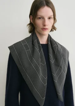 Striped monogram silk scarf black