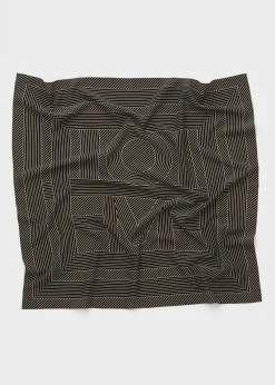 Striped monogram silk scarf black