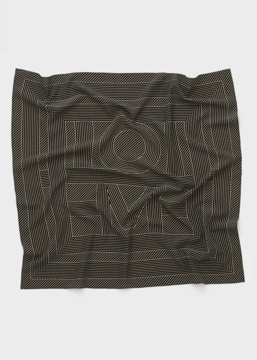 Striped monogram silk scarf black