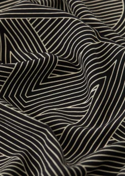 Striped monogram silk scarf black