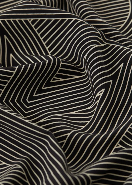 Striped monogram silk scarf black