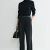 Tailored pinstriped trousers navy
