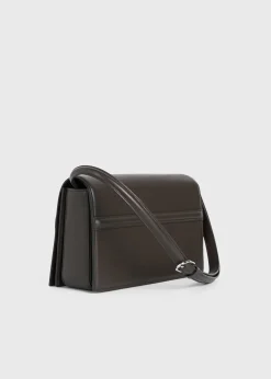 T-Flap leather bag coffee