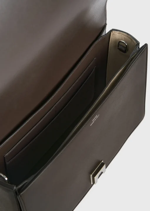 T-Flap leather bag coffee