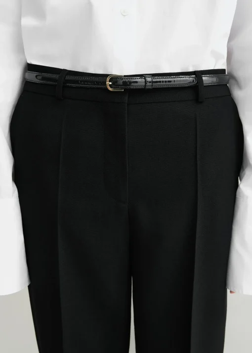 Thin patent belt black