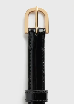 Thin patent belt black