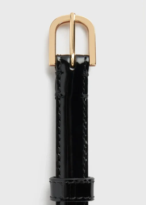 Thin patent belt black