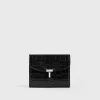 T-Lock croco-embossed cardholder black
