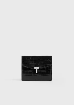 T-Lock croco-embossed cardholder black